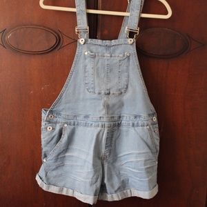 Overall shorts, light denim